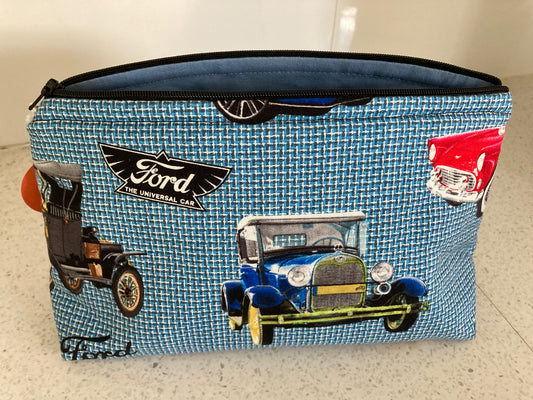 Handmade Cosmetic Pouch or Unique One of a Kind Zipper Bag for Any Purpose - Ford