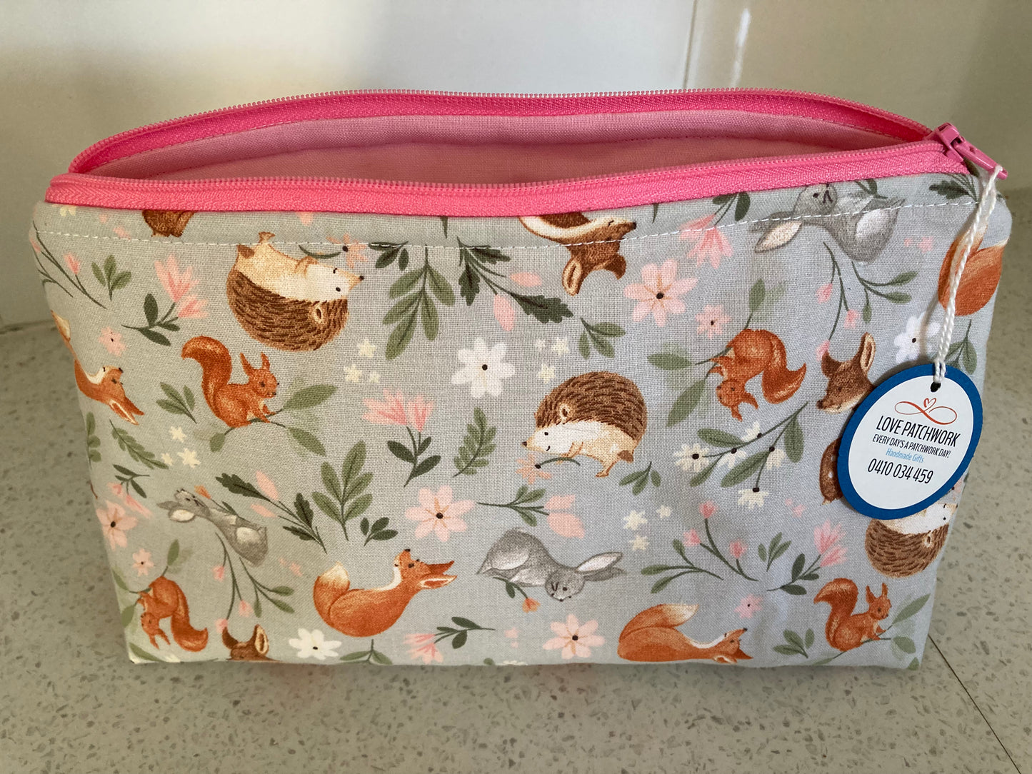 Handmade Cosmetic Pouch or Unique One of a Kind Zipper Bag for Any Purpose - Woodland