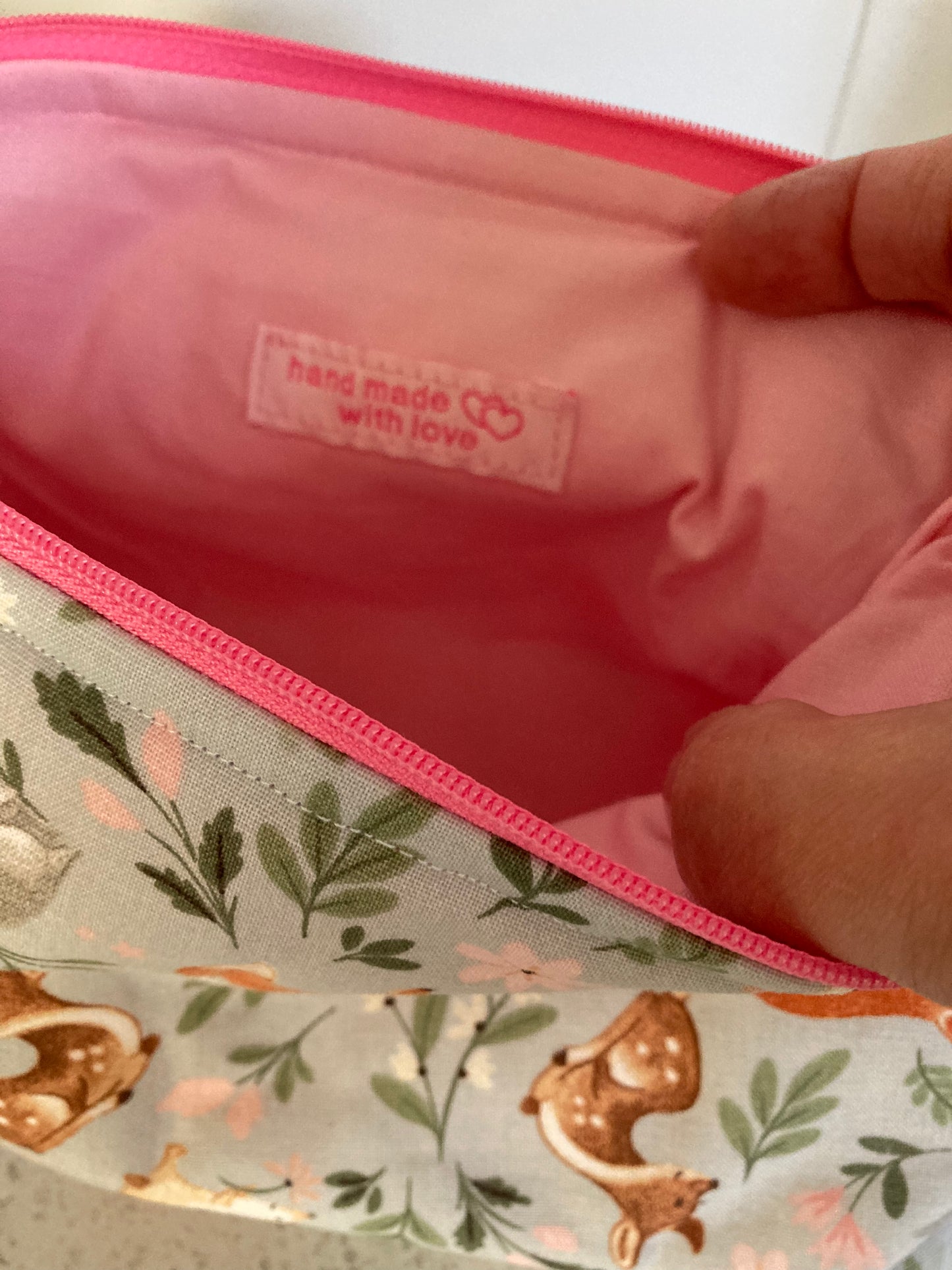 Handmade Cosmetic Pouch or Unique One of a Kind Zipper Bag for Any Purpose - Woodland