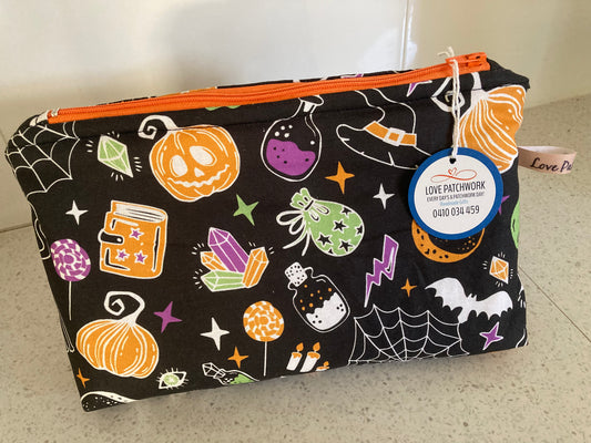 Handmade Cosmetic Pouch or Unique One of a Kind Zipper Bag for Any Purpose - Halloween