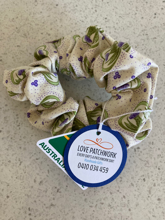 Hair Scrunchie - Purple Hearts