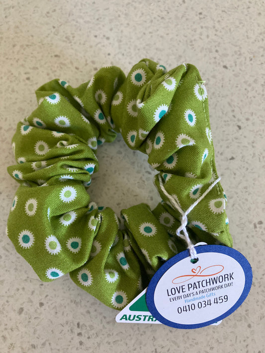 Hair Scrunchie - Green Spots