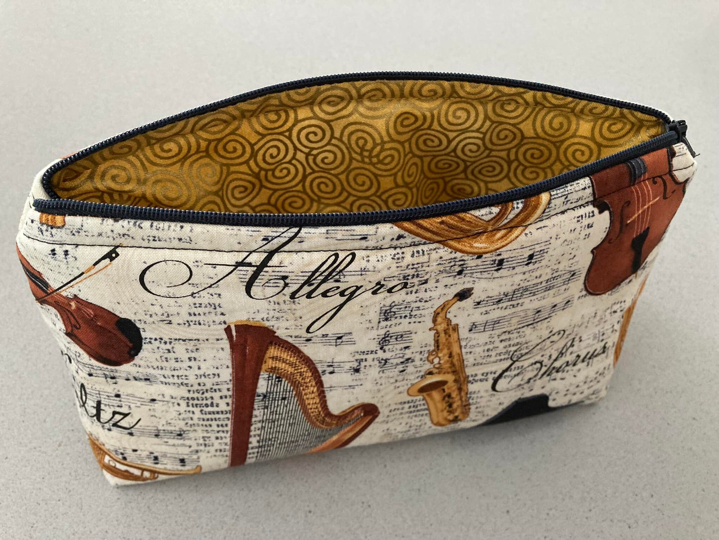 Handmade Cosmetic Pouch or Unique One of a Kind Zipper Bag for Any Purpose - Music