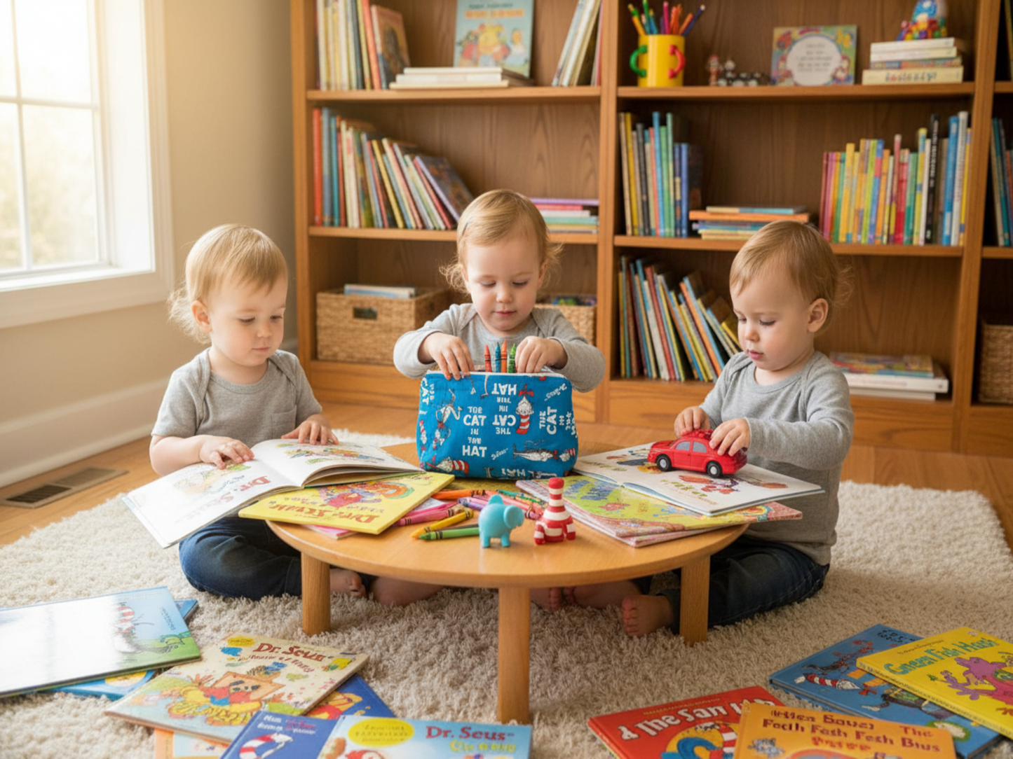 Dr. Seuss pouch with toddlers