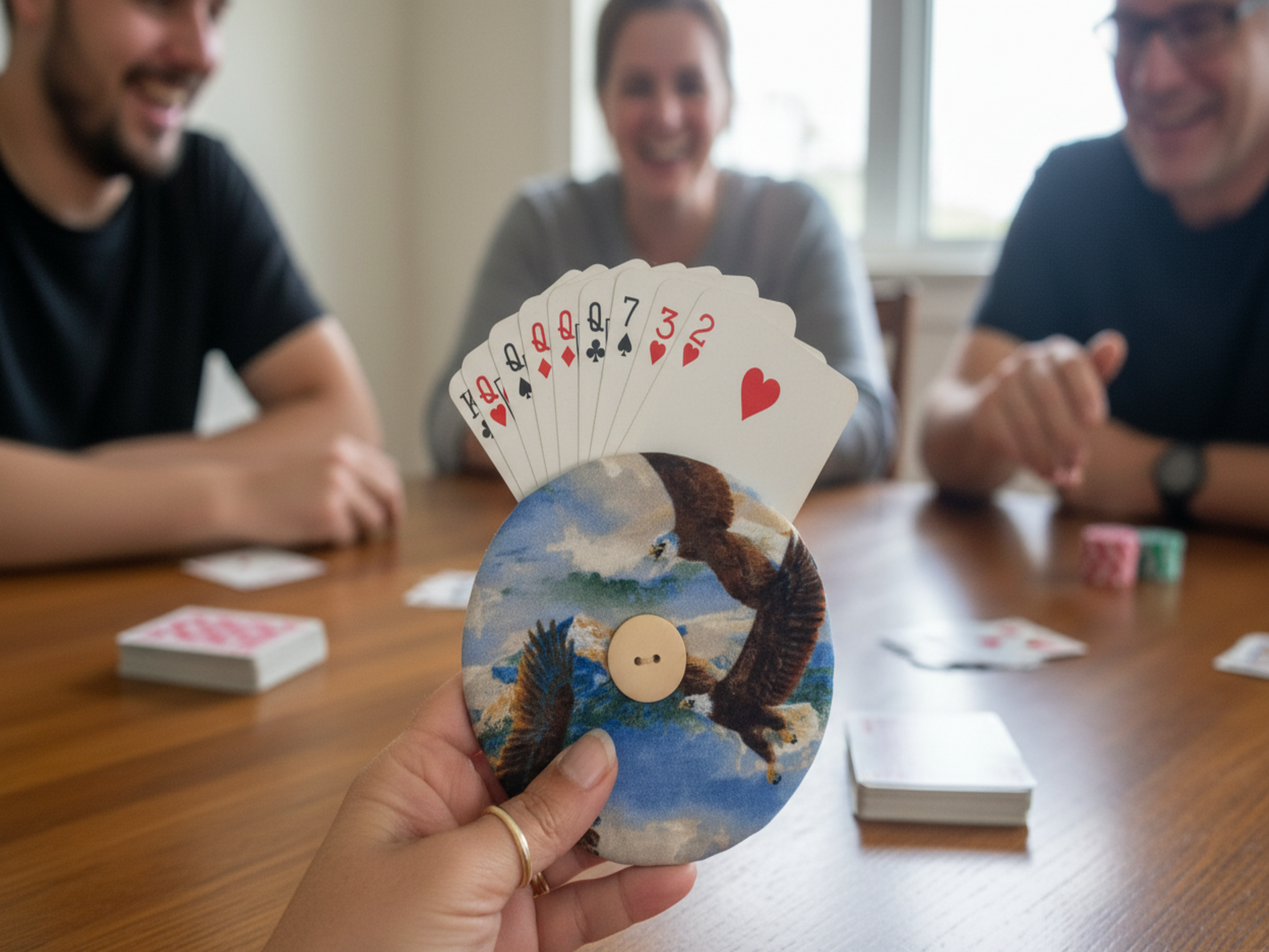 Eagle card holder in use