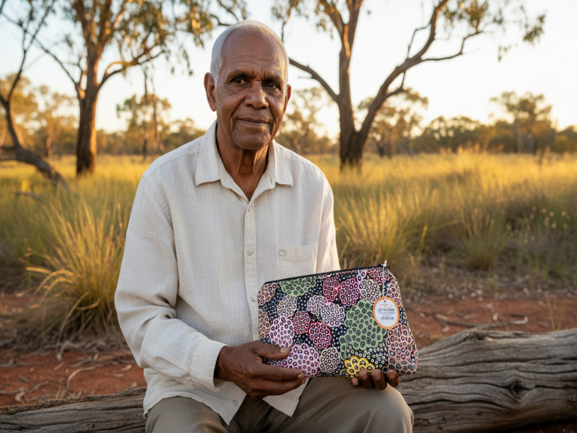 Indigenous inspired pouch with elder