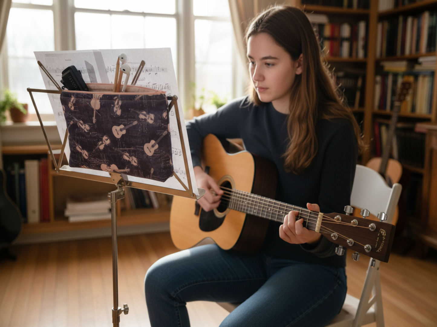 Music pouch with female musician